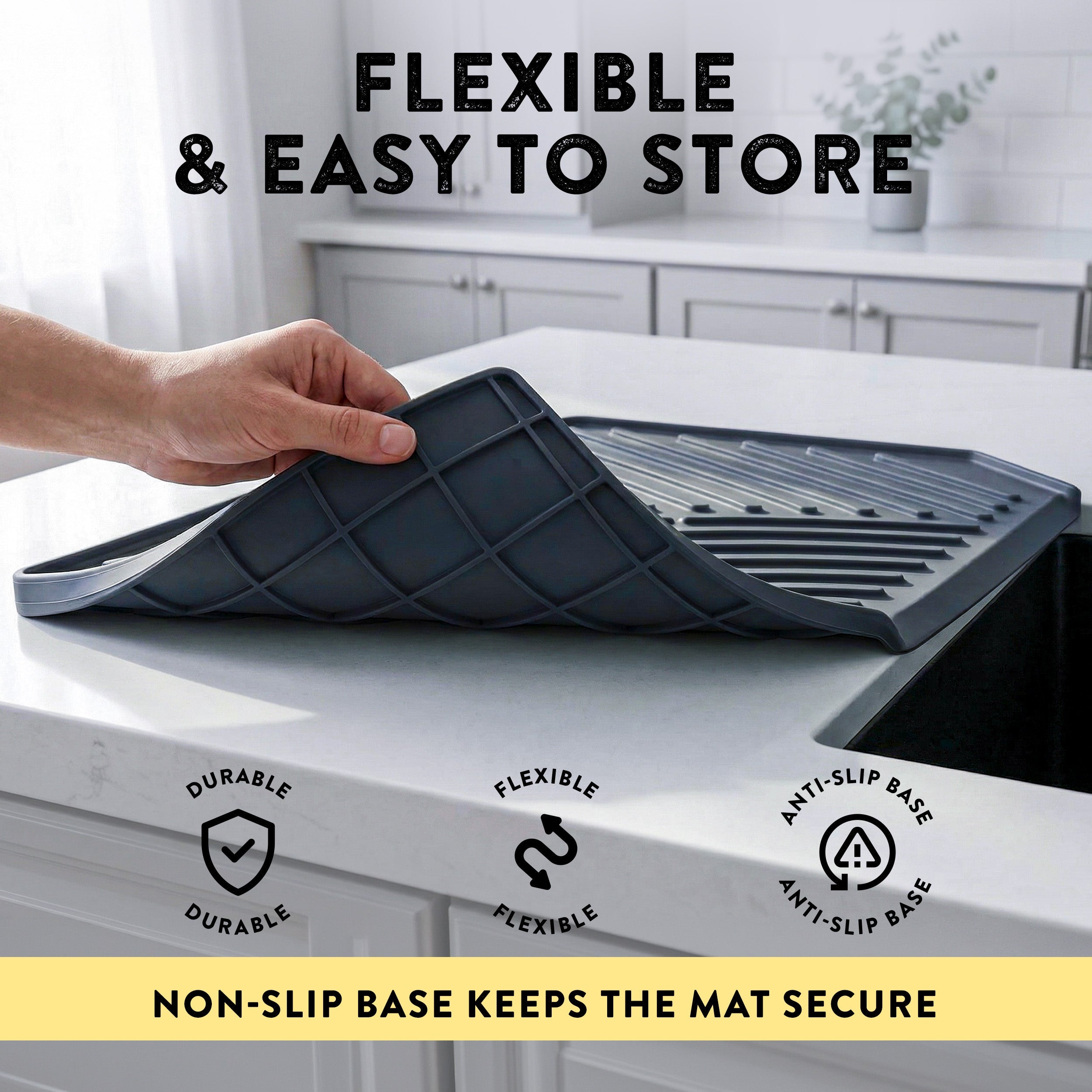 Silicone Dish Drying Mat 19.3’’ x 13’  Greige