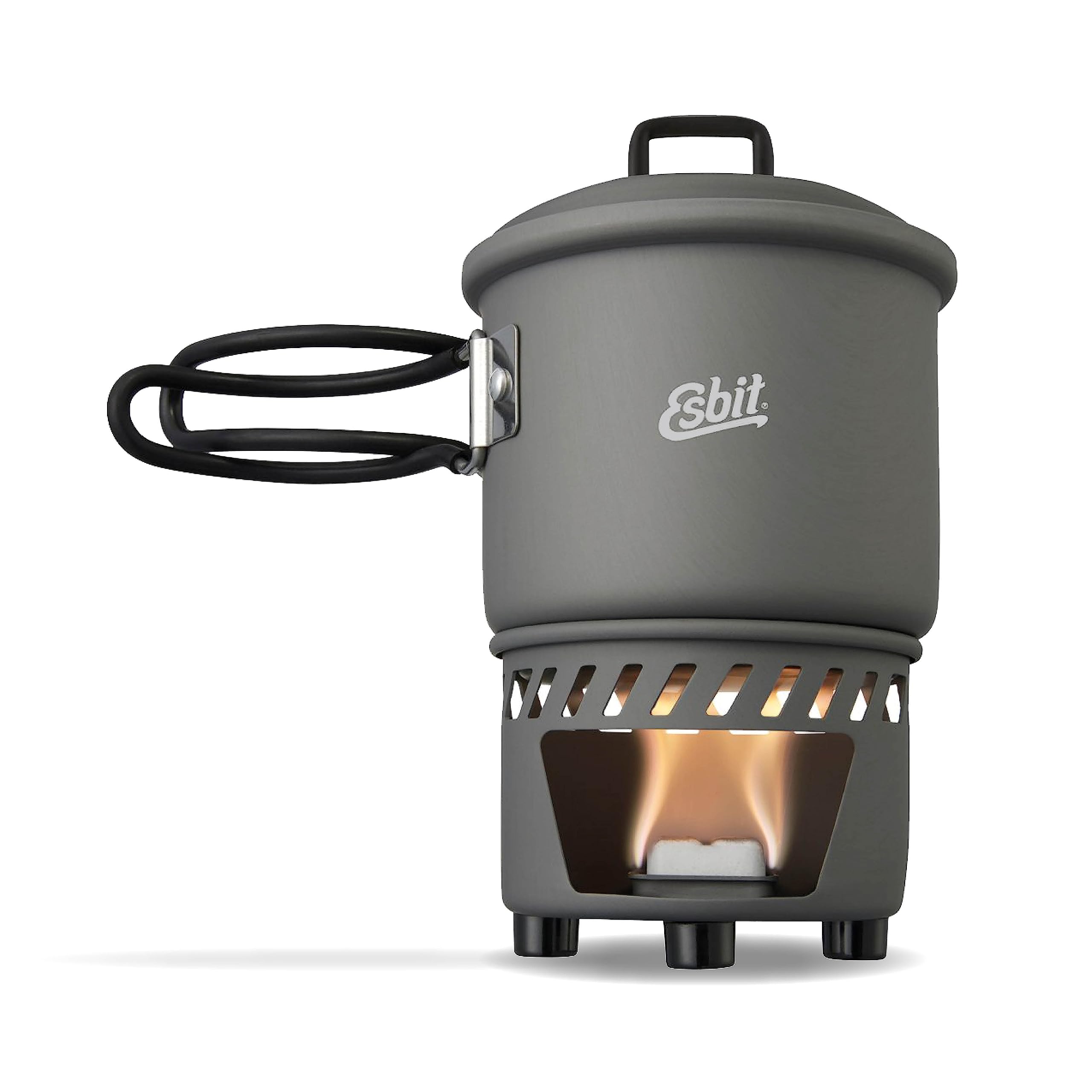 Esbit CS585HA 3-Piece Lightweight Camping Cook Set for Use with Solid Fuel Tablets Grey 585ml